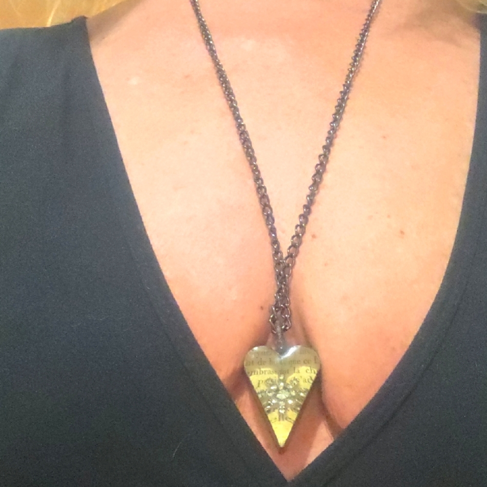 Unique Flower Pendant On Long Vintage Chain